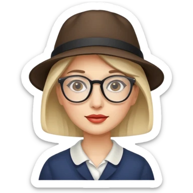 hatted woman with glasses sticker