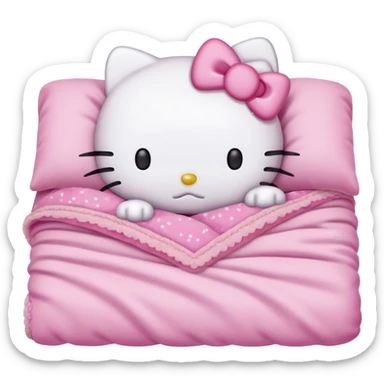 hello kitty sleeping in bed sticker