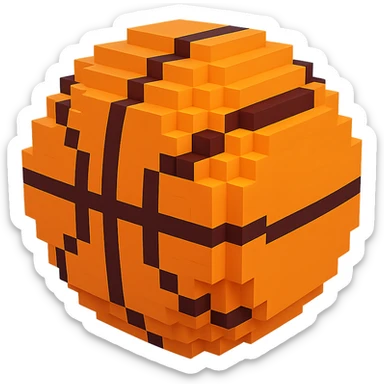 A simple and clear voxel-style basketball sticker
