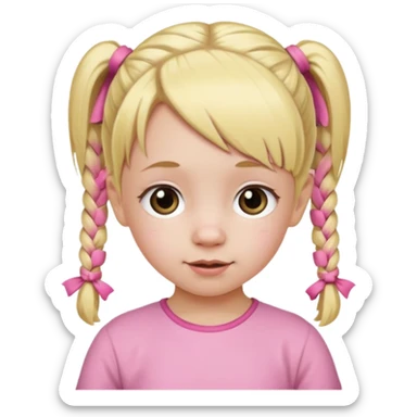 Una niña rubia de 6 años con coletas rosas sticker