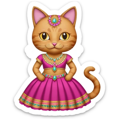 Cat wearing lehnga sticker
