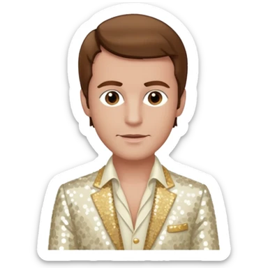 Peter Allen with Brown Hair, Ivory Sequin Outfit sticker