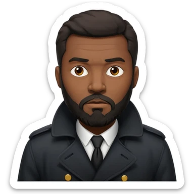 black bearded man in black in black trenchcoat  sticker