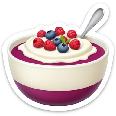 create a bowl with iogurt and berries emoji ios style  sticker