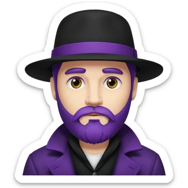 Give me png of a character having bold masculine beard and hairs with white skin which should look similar to a gangster, the colour tone should be purple sticker