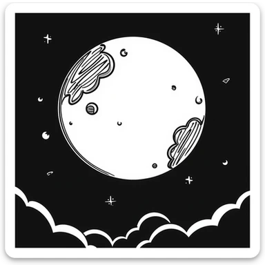 full moon emoji, colored in #fb8275, animated line art style sticker