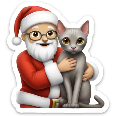 Hairless cat sitting on Santa’s lap sticker