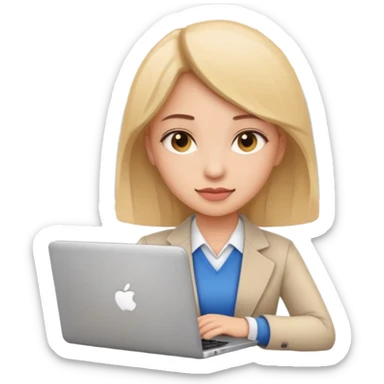 girl analyst with a laptop and bar charts emoji sticker