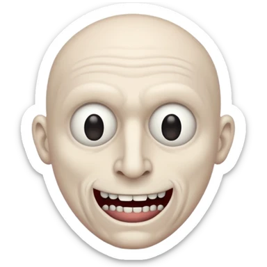 Creepy man with big mouth and no nose and ears no nose sticker