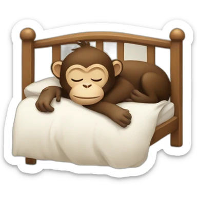 Monkey sleeping in bed sticker