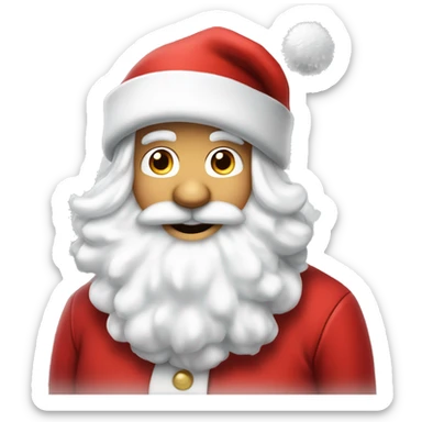 “An adorable Santa with a red suit, fluffy white beard, rosy cheeks, big eyes, and a red hat with a white pom-pom réaliste  sticker