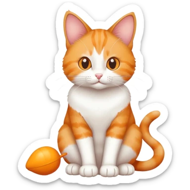 cat full body sitting playing with a toy mouse sticker