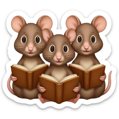 3 rats reading books  sticker