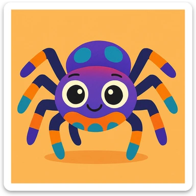 cute spider, vibrant toon style, colorful and lively sticker