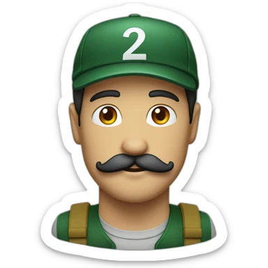 face of guy eith moustache and dark green cap  sticker