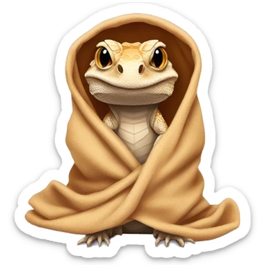 bearded dragon in blanket sticker