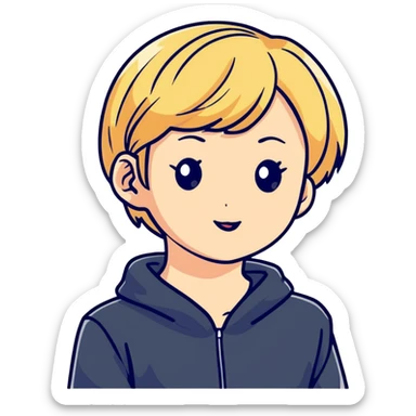 Blonde Korean girl with short hair sticker