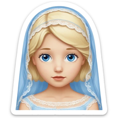 Girl with blonde hair and blue eyes lace veil sticker