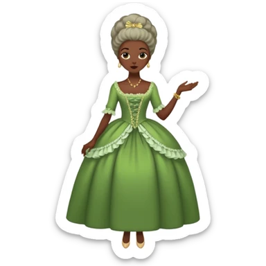 marie Antoinette fashion dark skinned woman green dress sticker