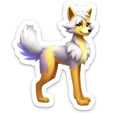 Anthro Colorful Shiny Falvie-Popparotzi-Sparkle-Wolf-sona full body sticker