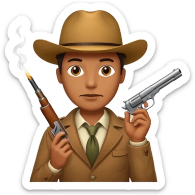 Mafia holding cigar and gun sticker