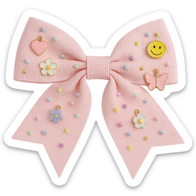 kpop bow with tiny charms and beads, cute and trendy, remove background sticker