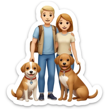 Pareja con perro sticker