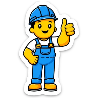 happy construction worker giving thumbs up sticker