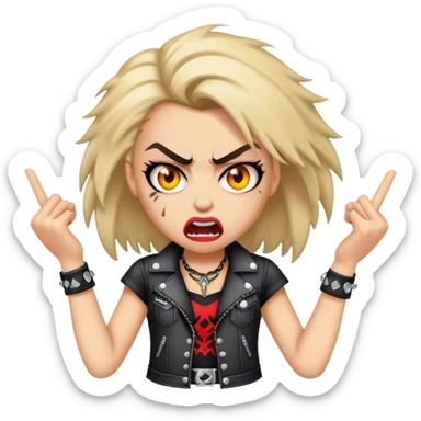 A rocker girl mad and angry sticker