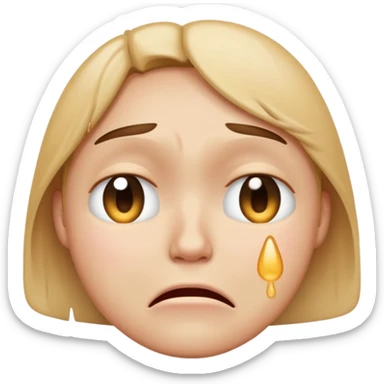 crying face emoji, single tear, sad expression sticker