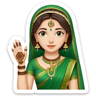 bride in mehendi Ceremony in green saree sticker