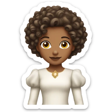 brunette curly haired princess sticker