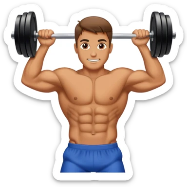 Gym man lifting weights with abs sticker