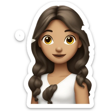 Brunette Girl with white Butterflys in the Hair sticker