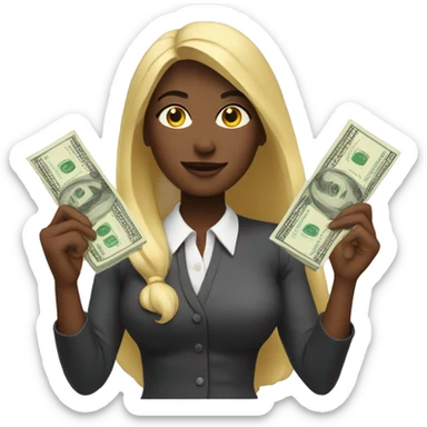 Woman with a lot of money  sticker