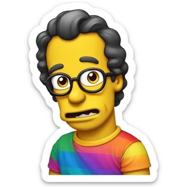 queer Simpson with make up and rainbow tshirt  sticker