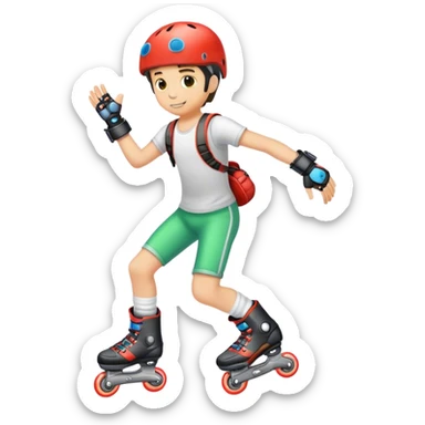 a boy wearing roller blades sticker