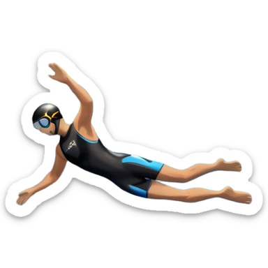 A diver mid-air, diving from a rocky cliff into the sparkling blue ocean below. The background shows a dramatic cliffside and clear sky, capturing the daring and exhilarating nature of cliff diving, with the water below ready to embrace the plunge. sticker