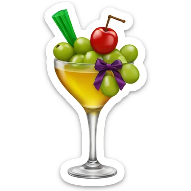 cocktail pick with a bow and 3 olives sticker