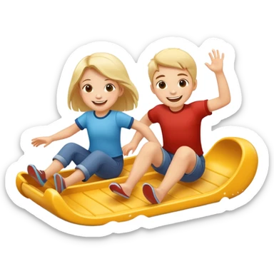 two children sliding together, happy and energetic sticker