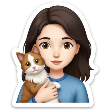 A girl holding a Ragdoll Cats and a Border collie sticker