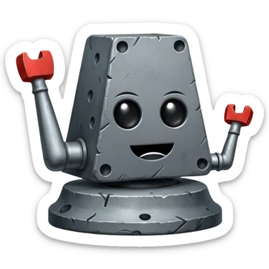 Iron anvil with poker face sticker