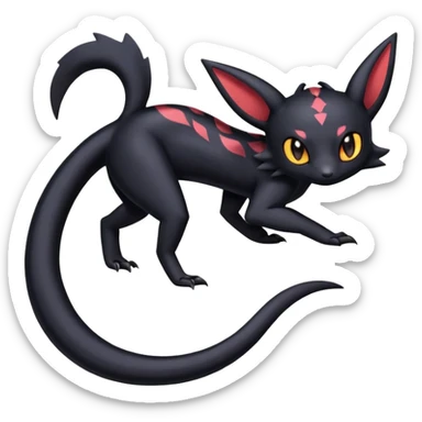 full body Salandit Umbreon Noibat Litten hybrid, standard emoji style, cute pose sticker