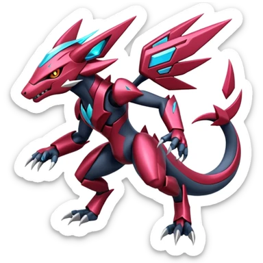 Shiny Futuristic Modern Genesect-Zeraora-Palkia-Zoroark-fusion sticker