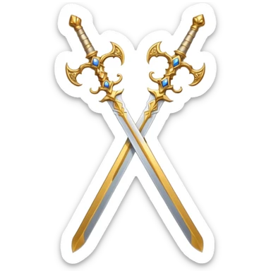 Two Golden royal swords with gold blades and gold handel sticker