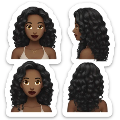 Beautiful Black women long hair lipstick sticker