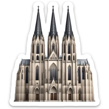 Cinematic Realistic Cologne Cathedral Landmark Emoji, showcasing Gothic architecture rendered with detailed stone textures and majestic, dynamic lighting. two tall  tall towers on either side sticker