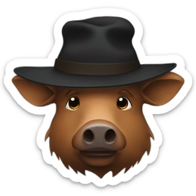 fullface depressed brown boar  black winter hat sticker