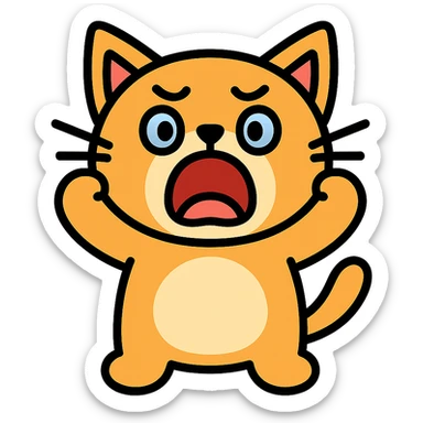 color outline icon style cute cat, shouting 'Help!' (no text included as icon-color-outlined style does not support text) sticker
