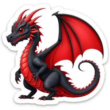 Black and red dragon holding large blank sign sticker